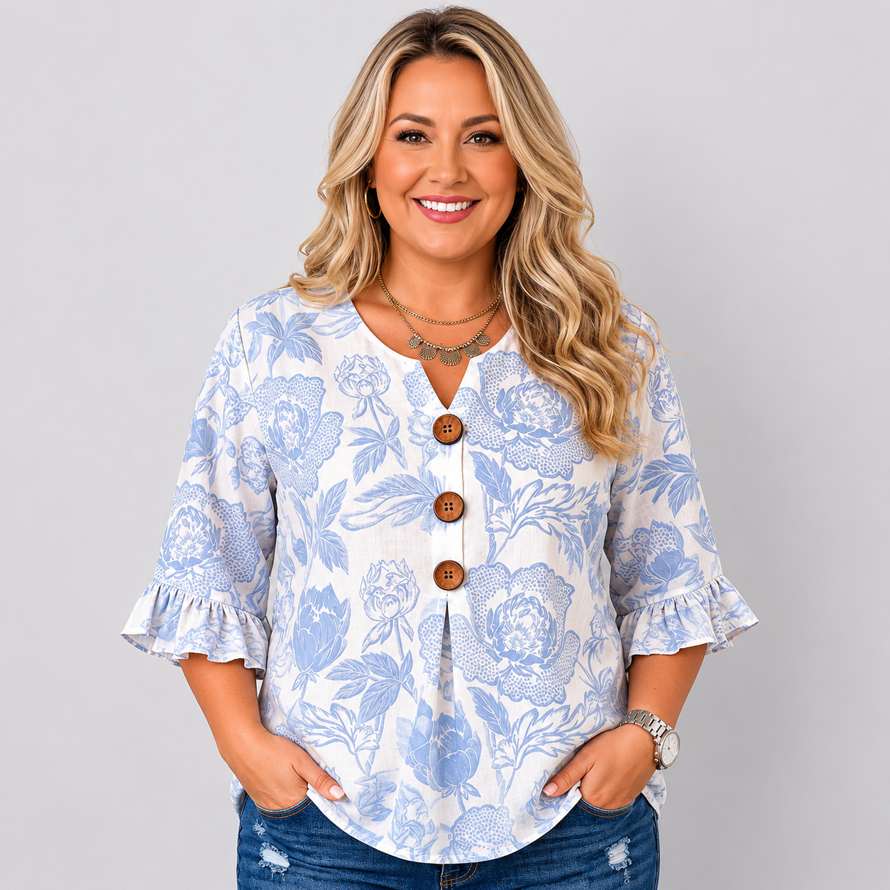 Aria | Blusa con estampado floral vintage