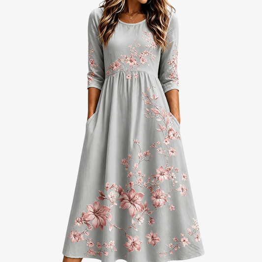 Vestido midi «Silver Blossom Retreat»