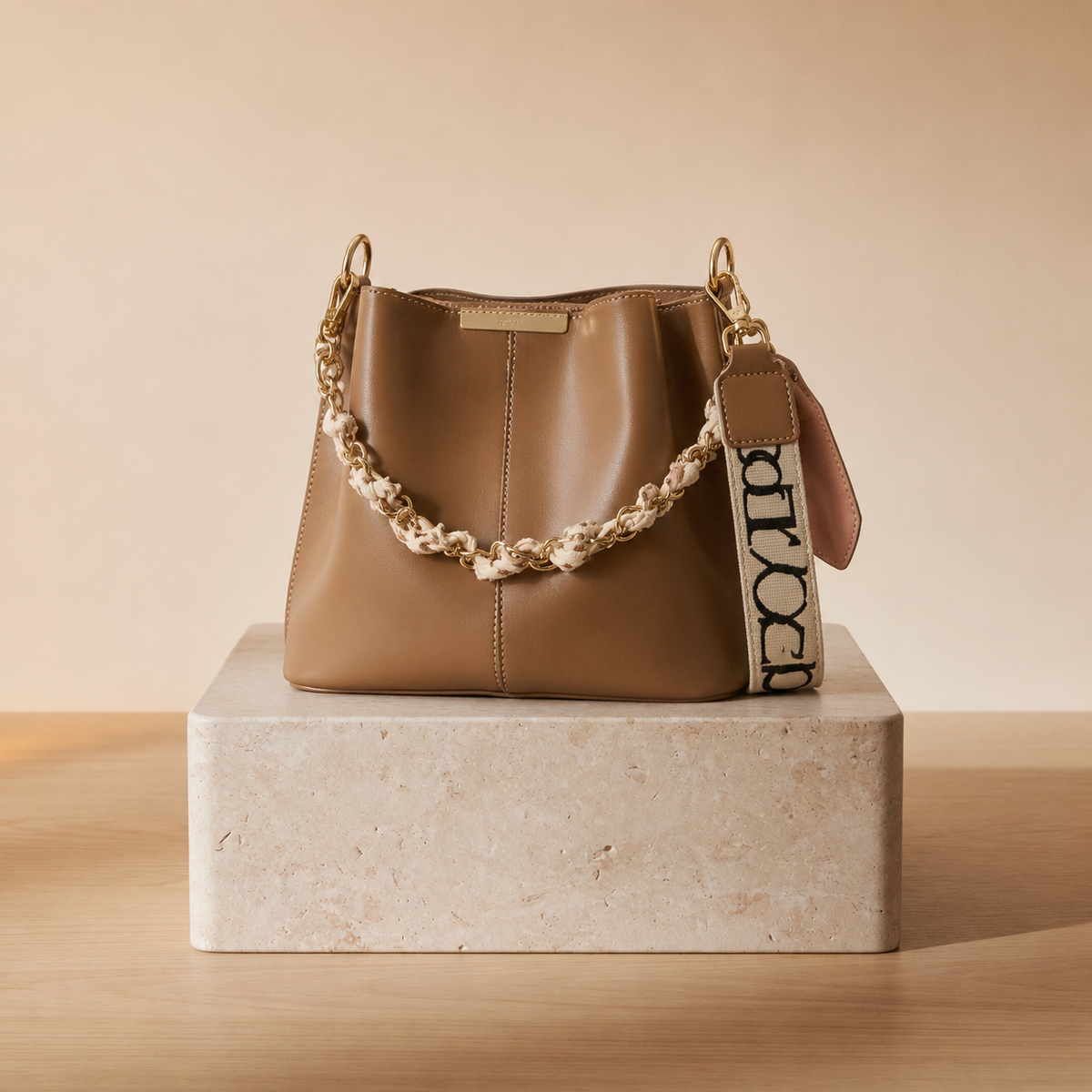 Bolso Bucket con Cadena Trenzada y Bandolera
